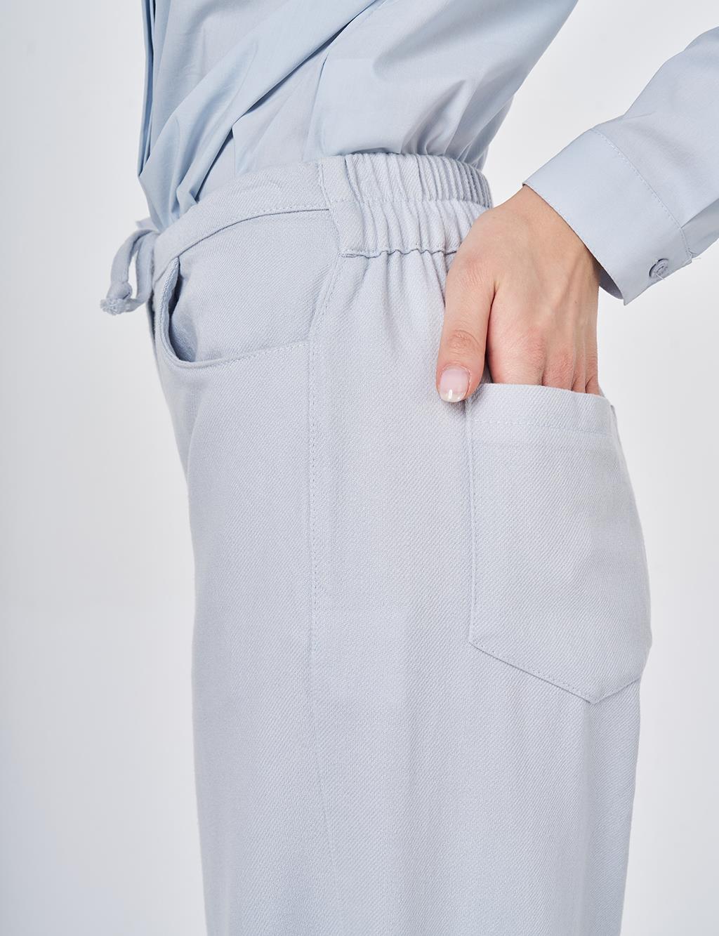 Drawstring Lyocell Trousers in Blue