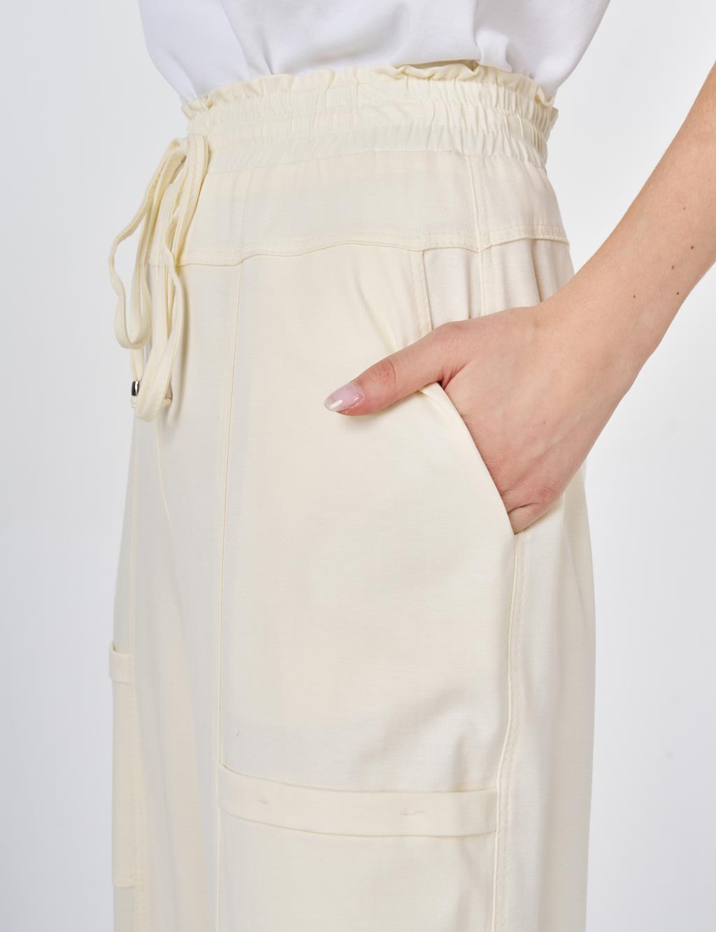 Relaxed Fit Rayon Trousers Ecru