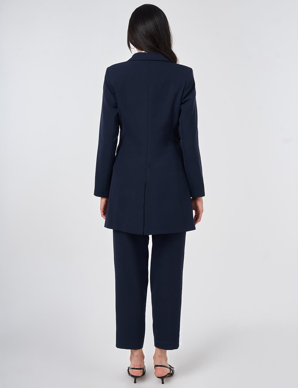 Single-Button Blazer Jacket Dark Navy