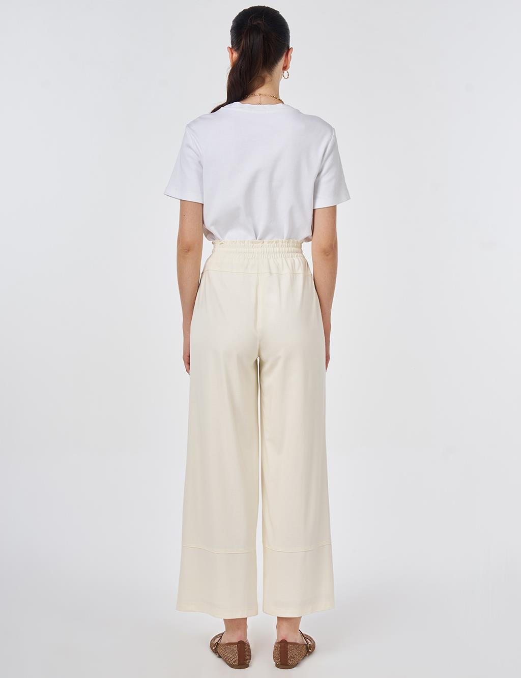 Relaxed Fit Rayon Trousers Ecru