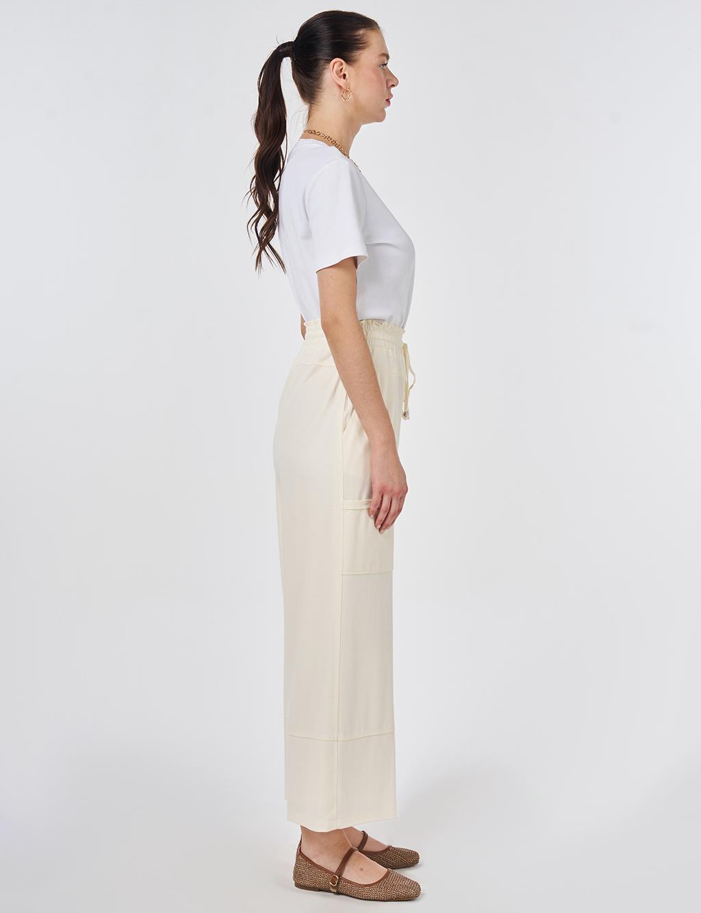 Relaxed Fit Rayon Trousers Ecru