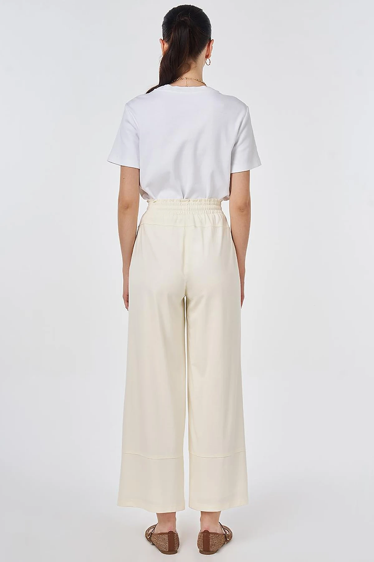 Cargo Pocket Rayon Trousers Ecru