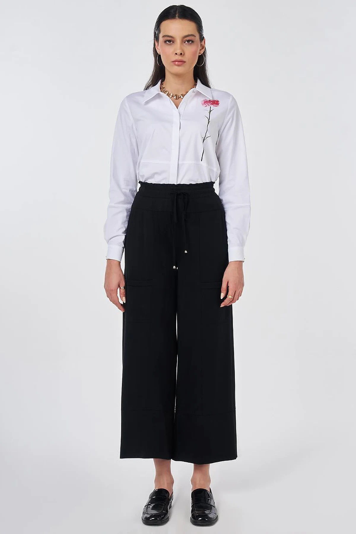 Cargo Pocket Rayon Trousers Black