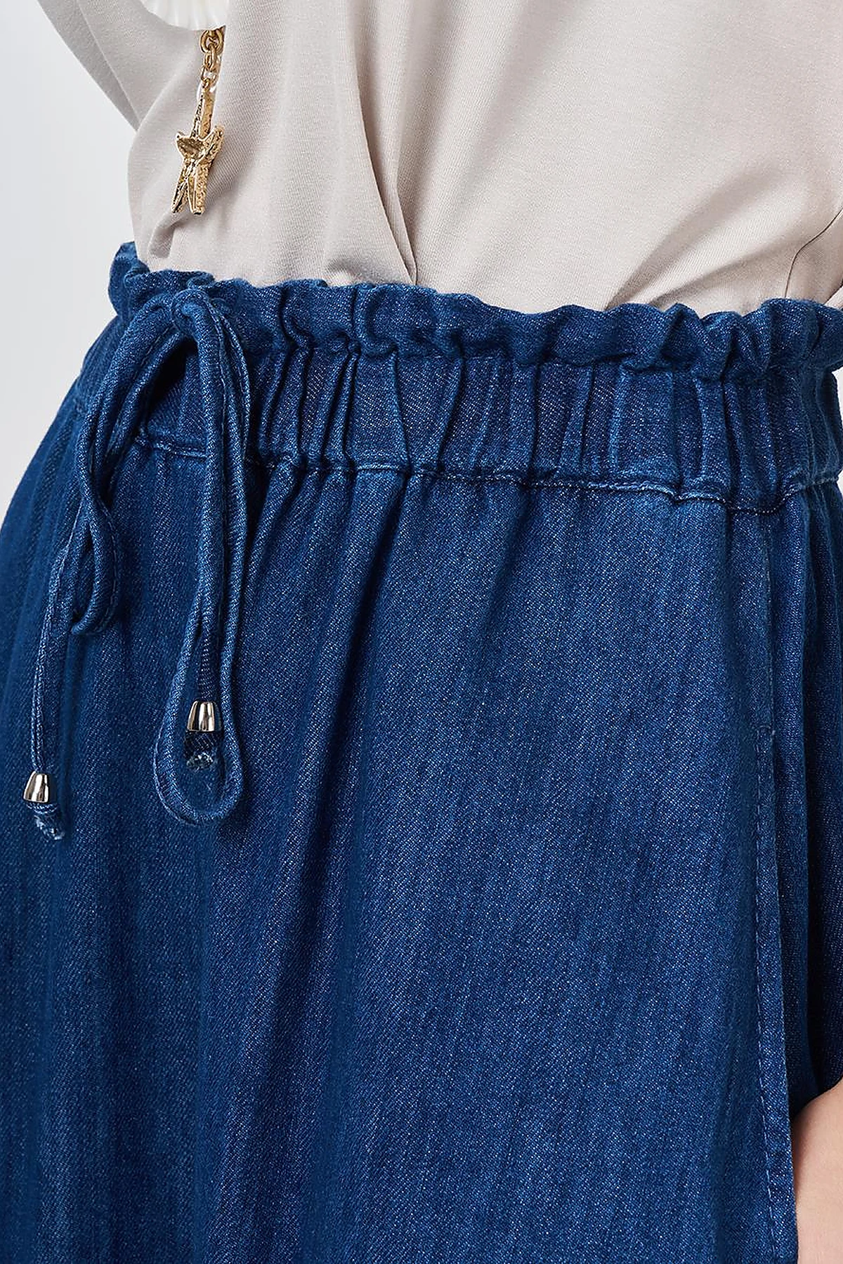 Yıkamalı Evaze Kesim Denim Etek İndigo 