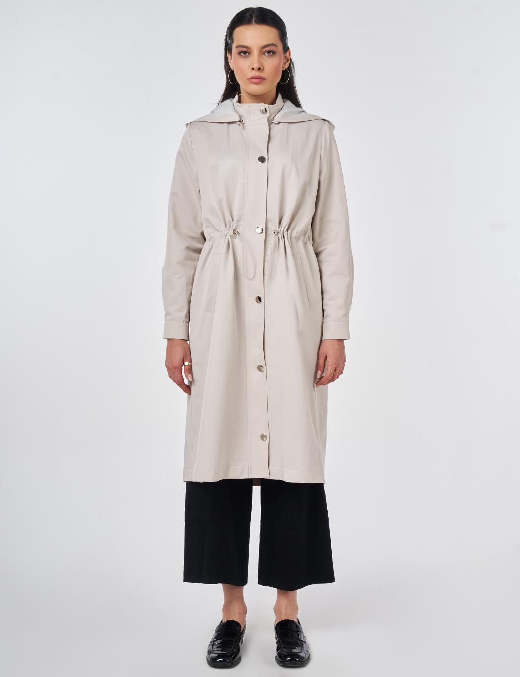 Hooded Trench Coat Stone