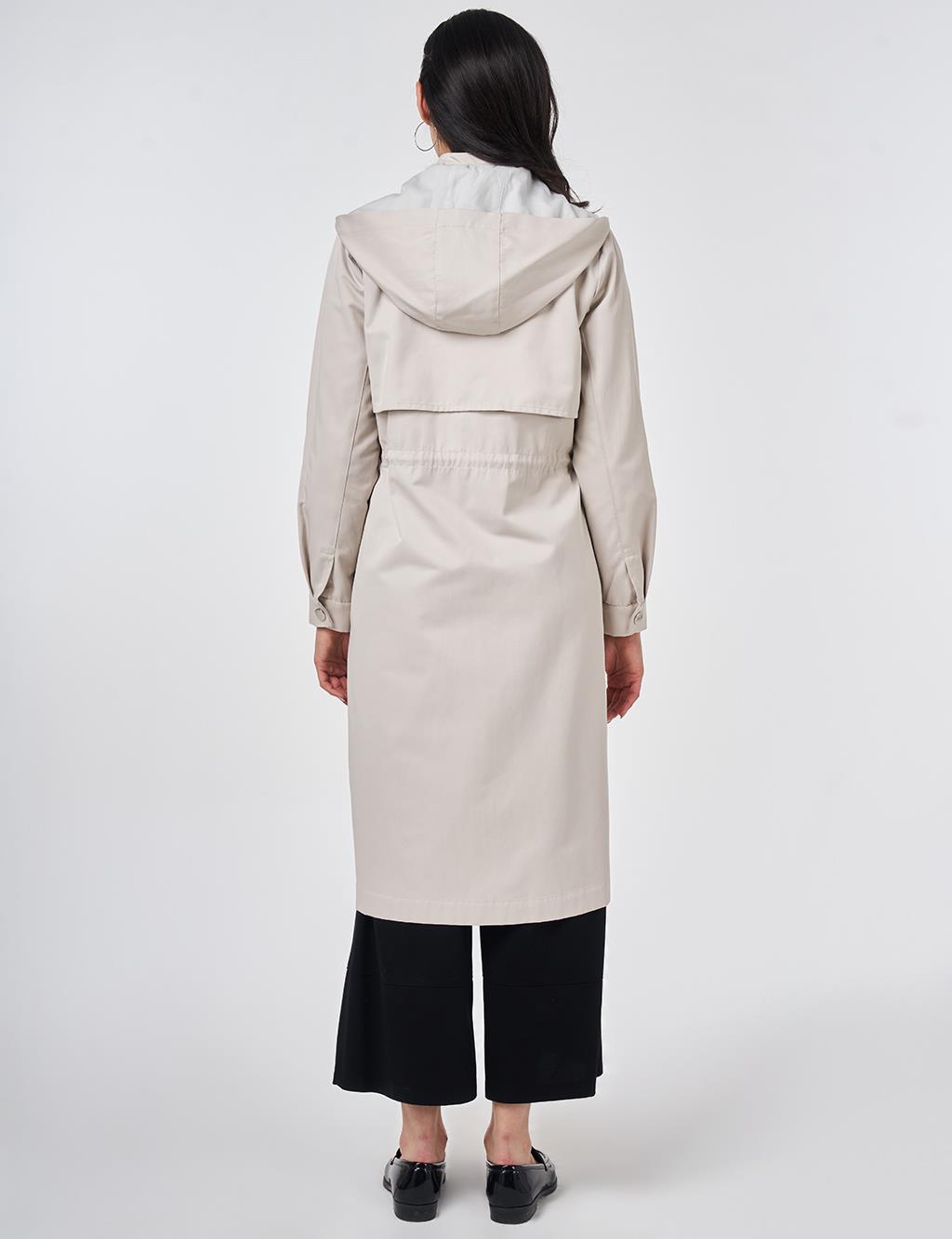Hooded Trench Coat Stone