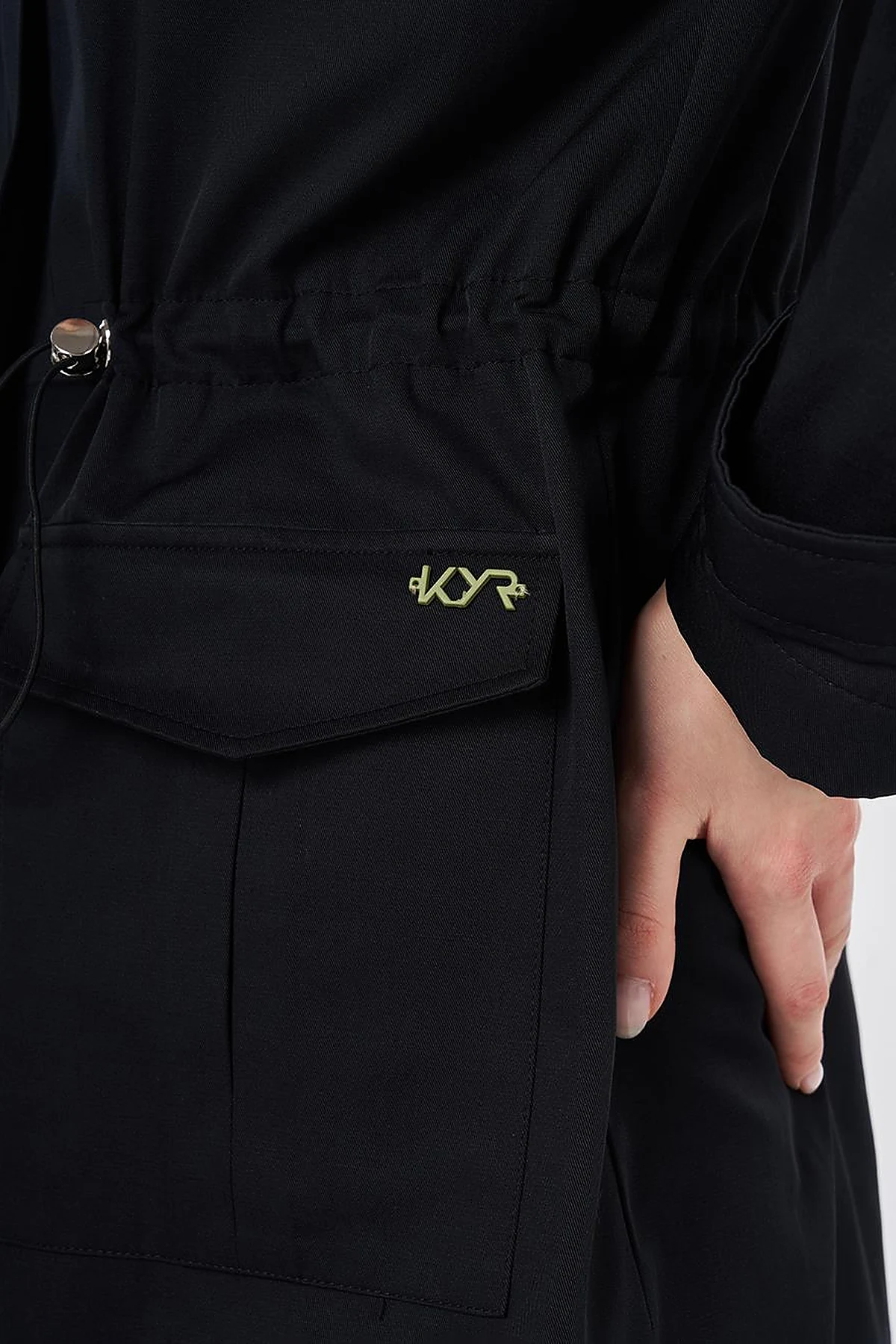 Stand Collar Flap-Pocket Detail Coat Black