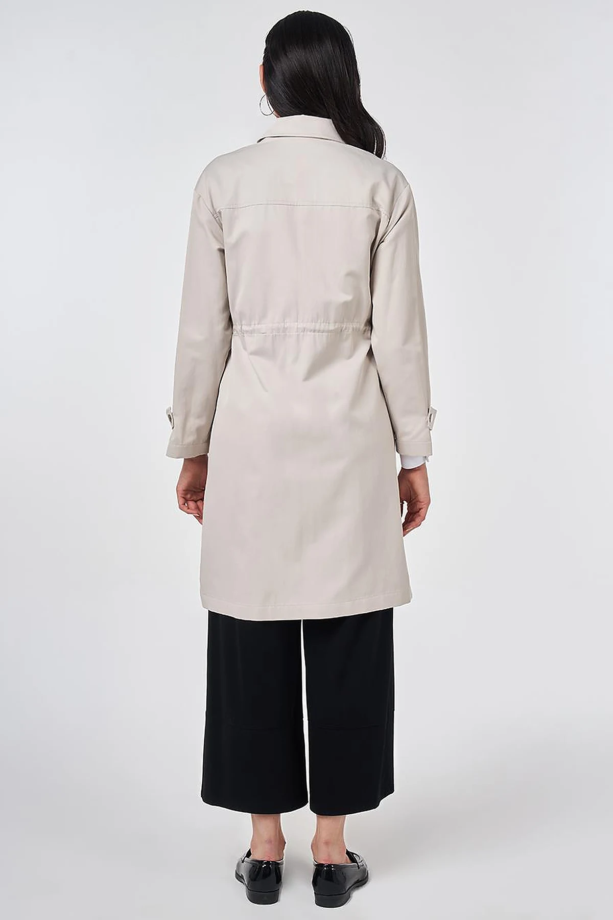 Stand Collar Flap-Pocket Detail Coat Stone