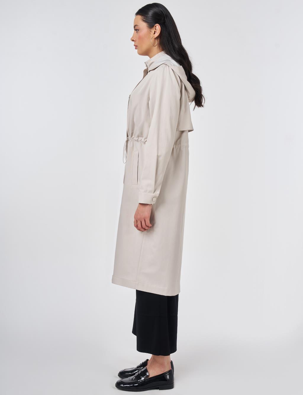 Hooded Trench Coat Stone