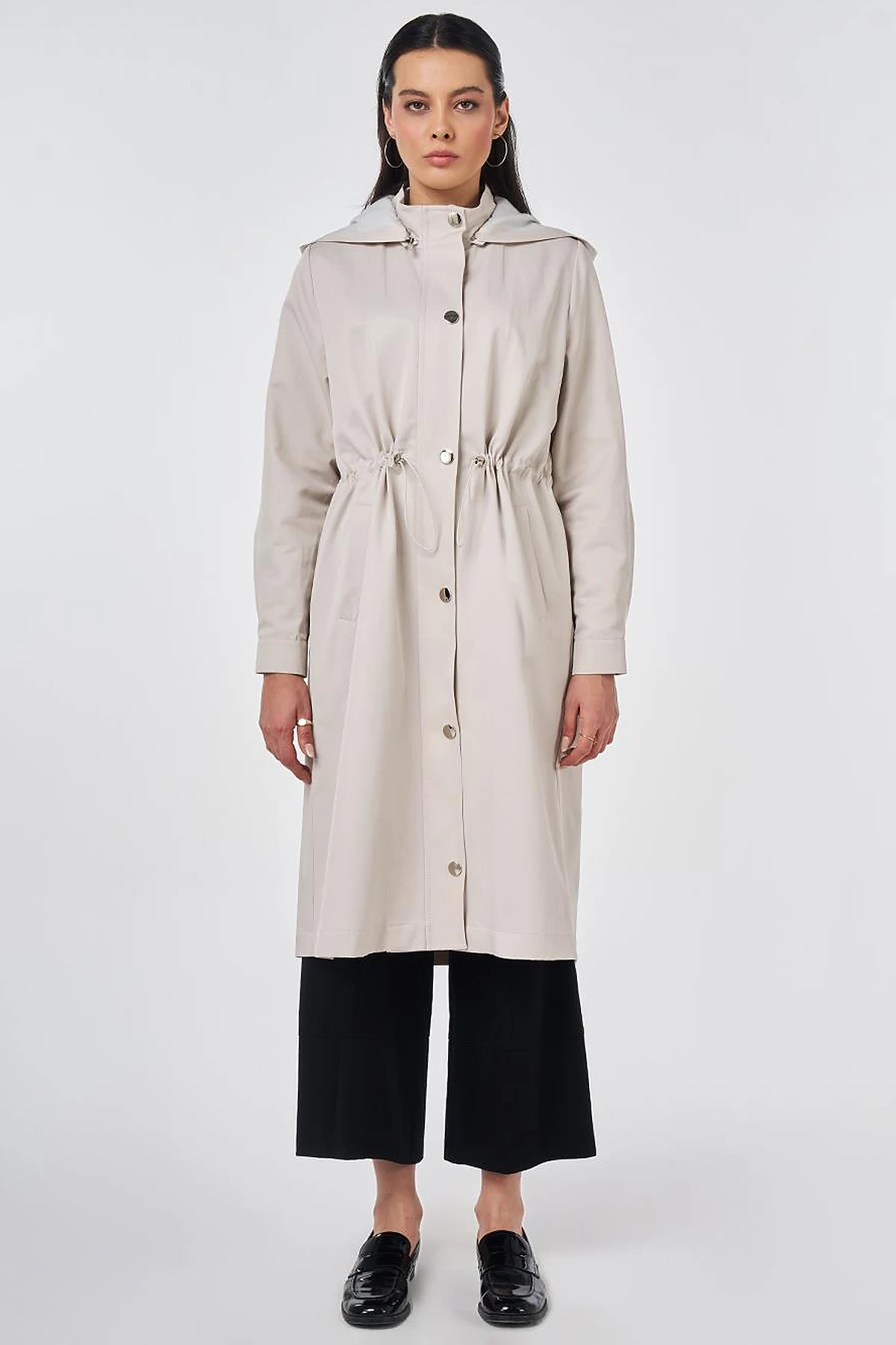 Hooded Trench Coat Stone