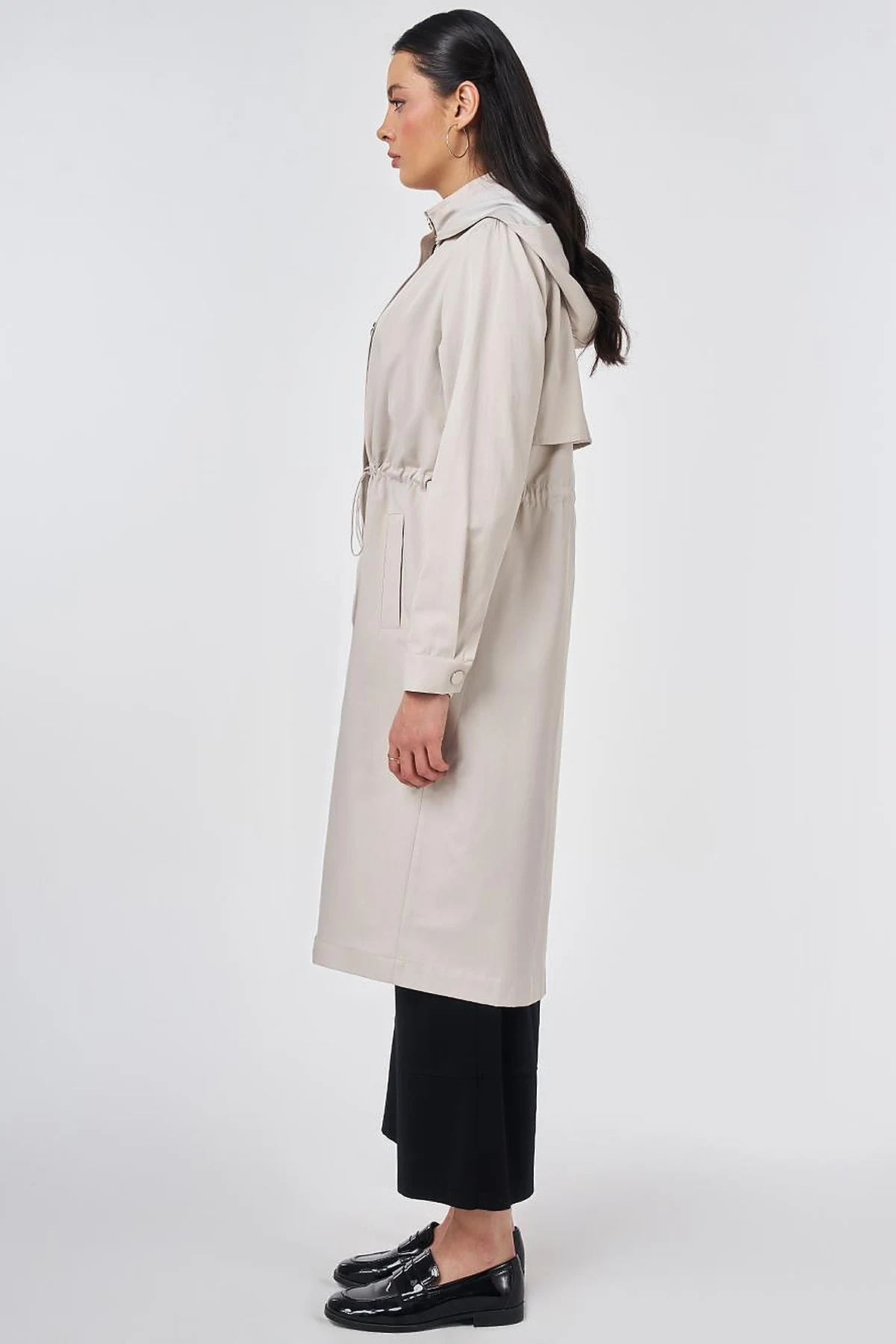 Hooded Trench Coat Stone