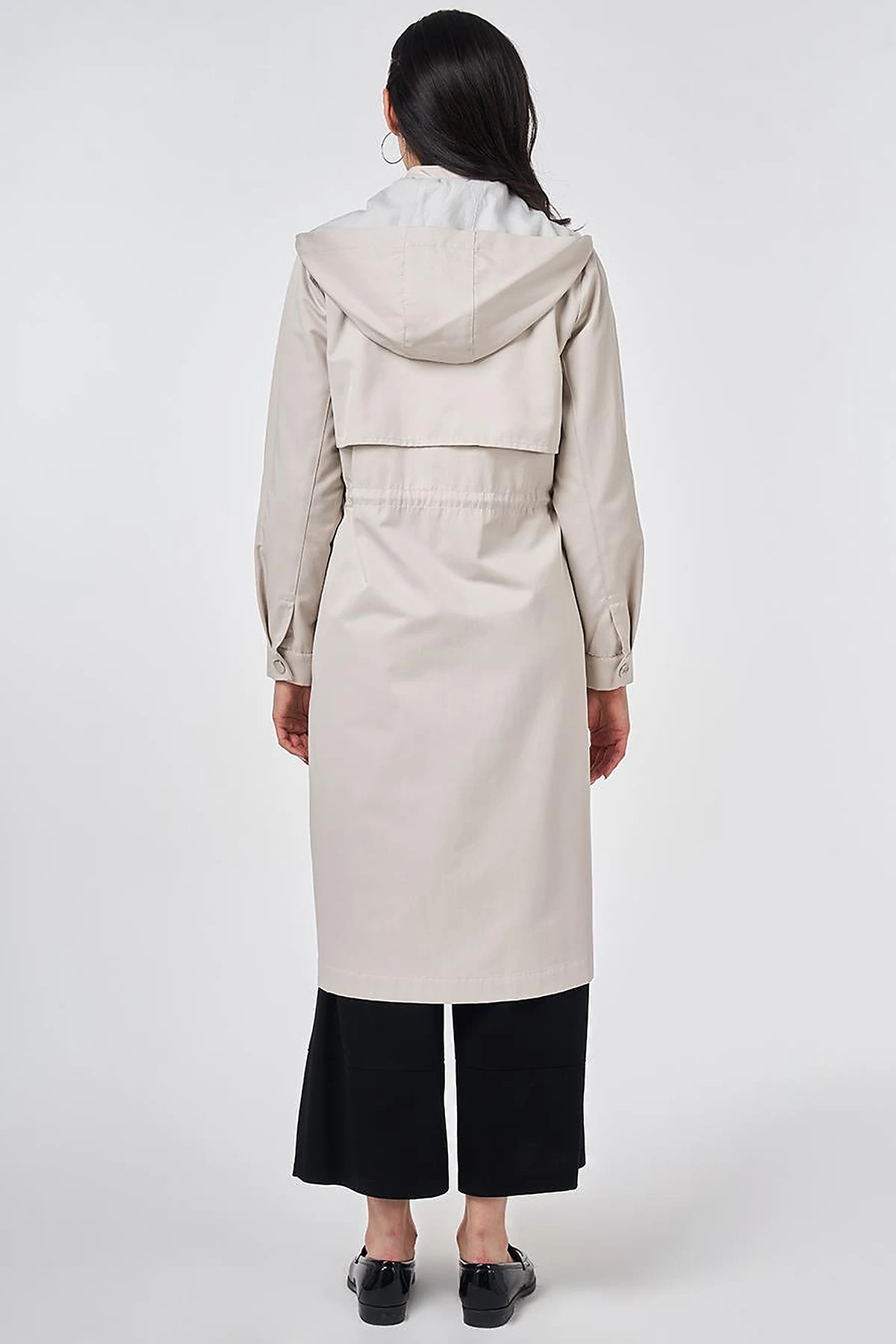 Hooded Trench Coat Stone