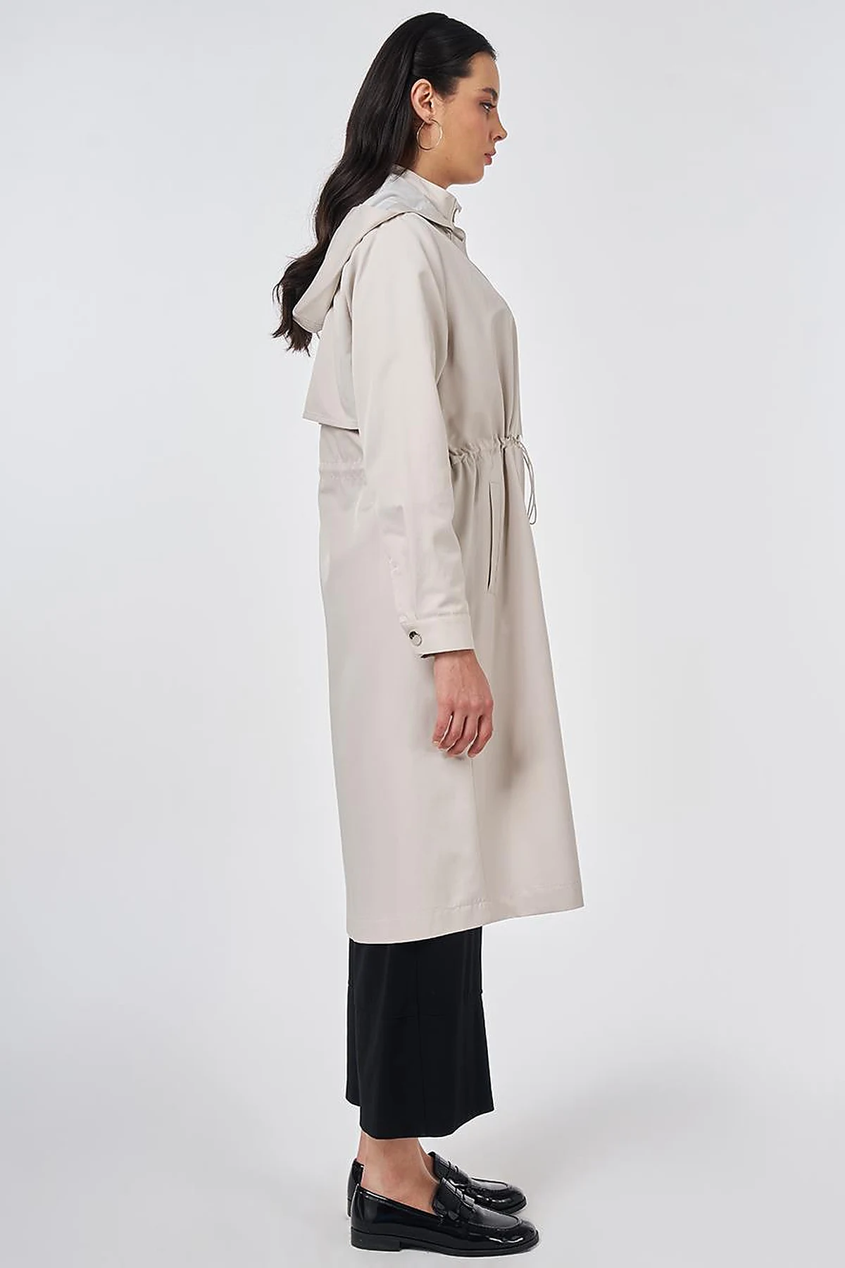 Hooded Trench Coat Stone