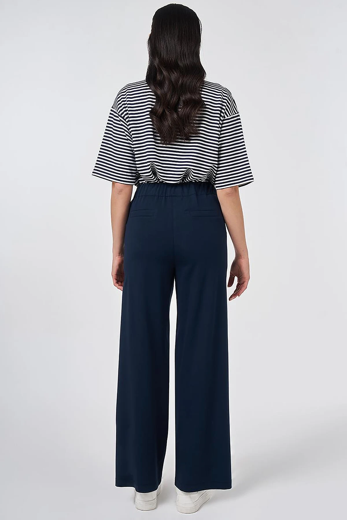 Metal-Buckle Rayon Pants Dark Navy