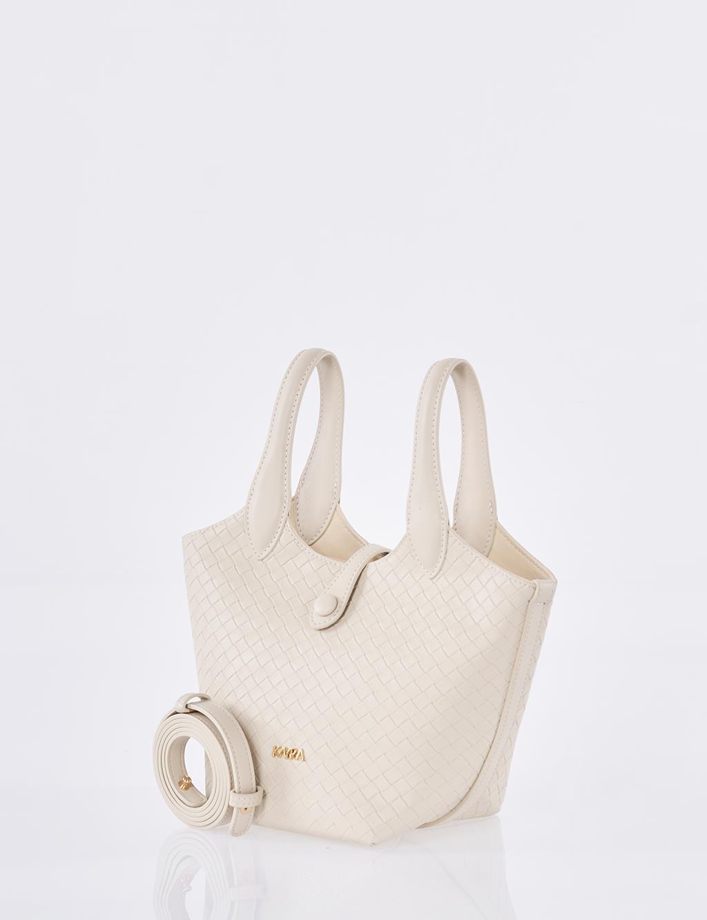 Faux Leather Handbag - Stone