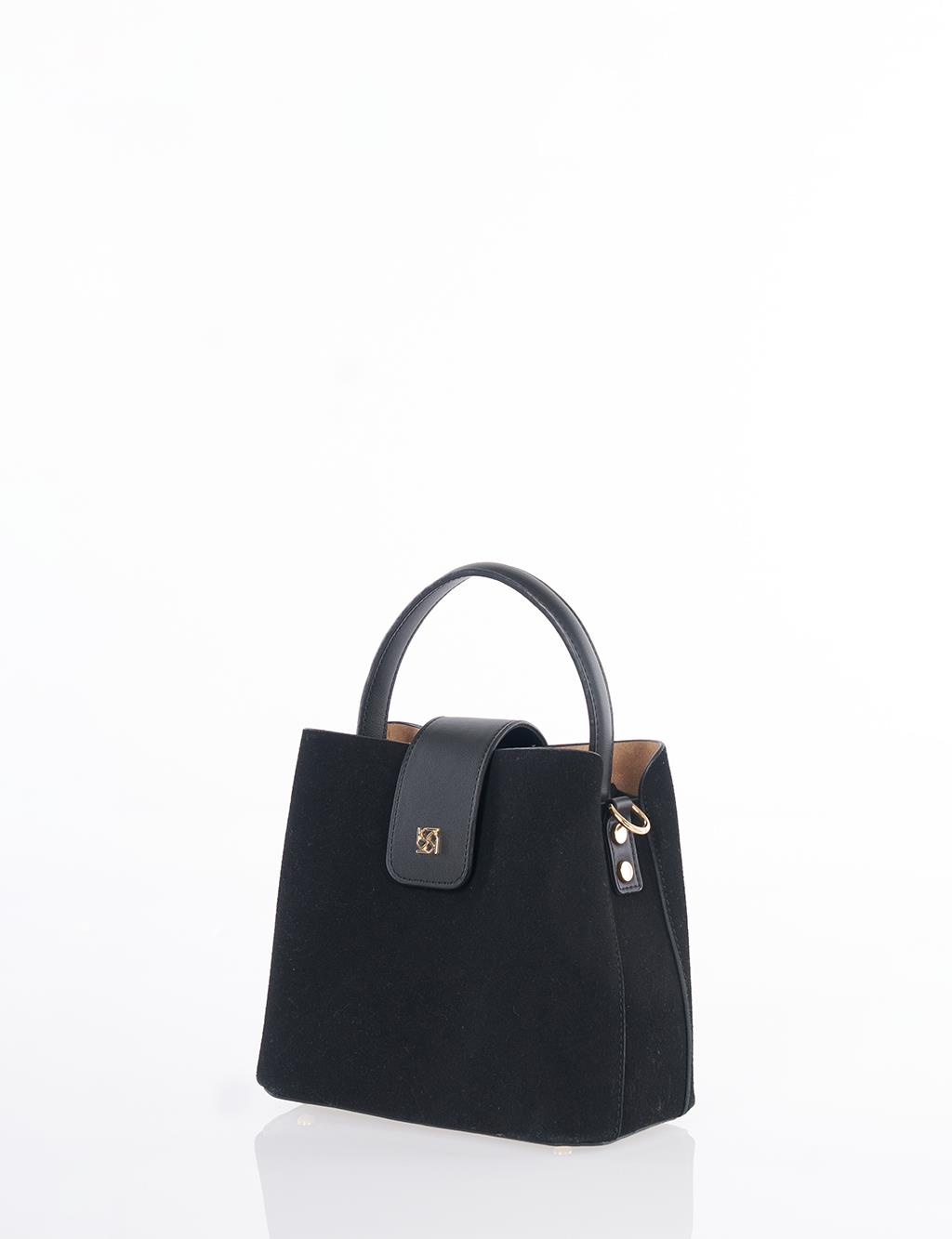 Nubuck Bag with Cover in Black