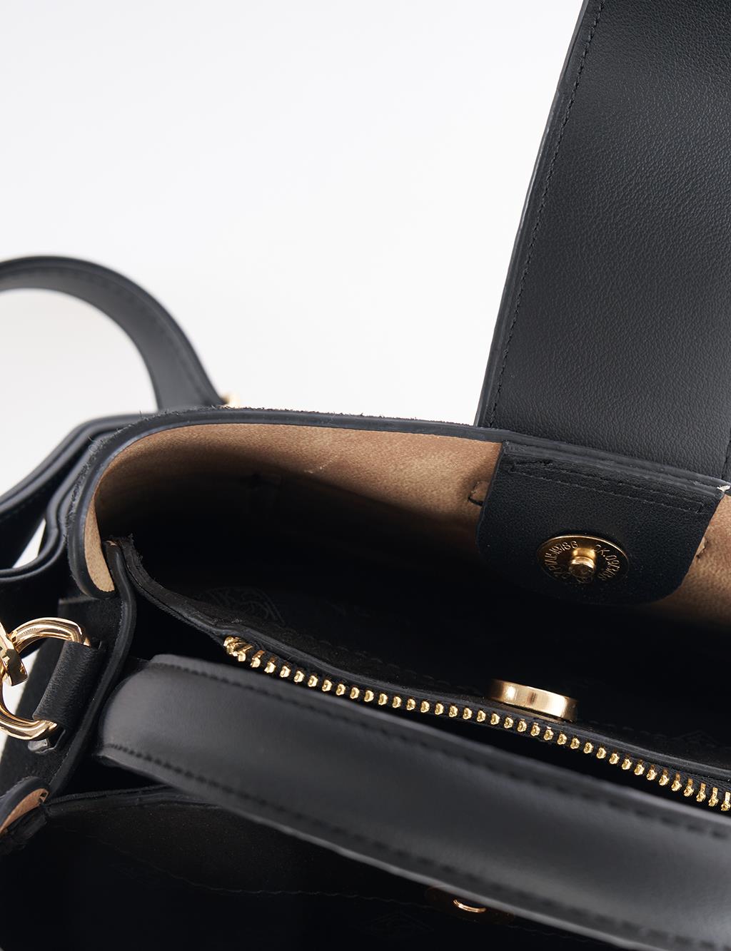 Nubuck Bag with Cover in Black