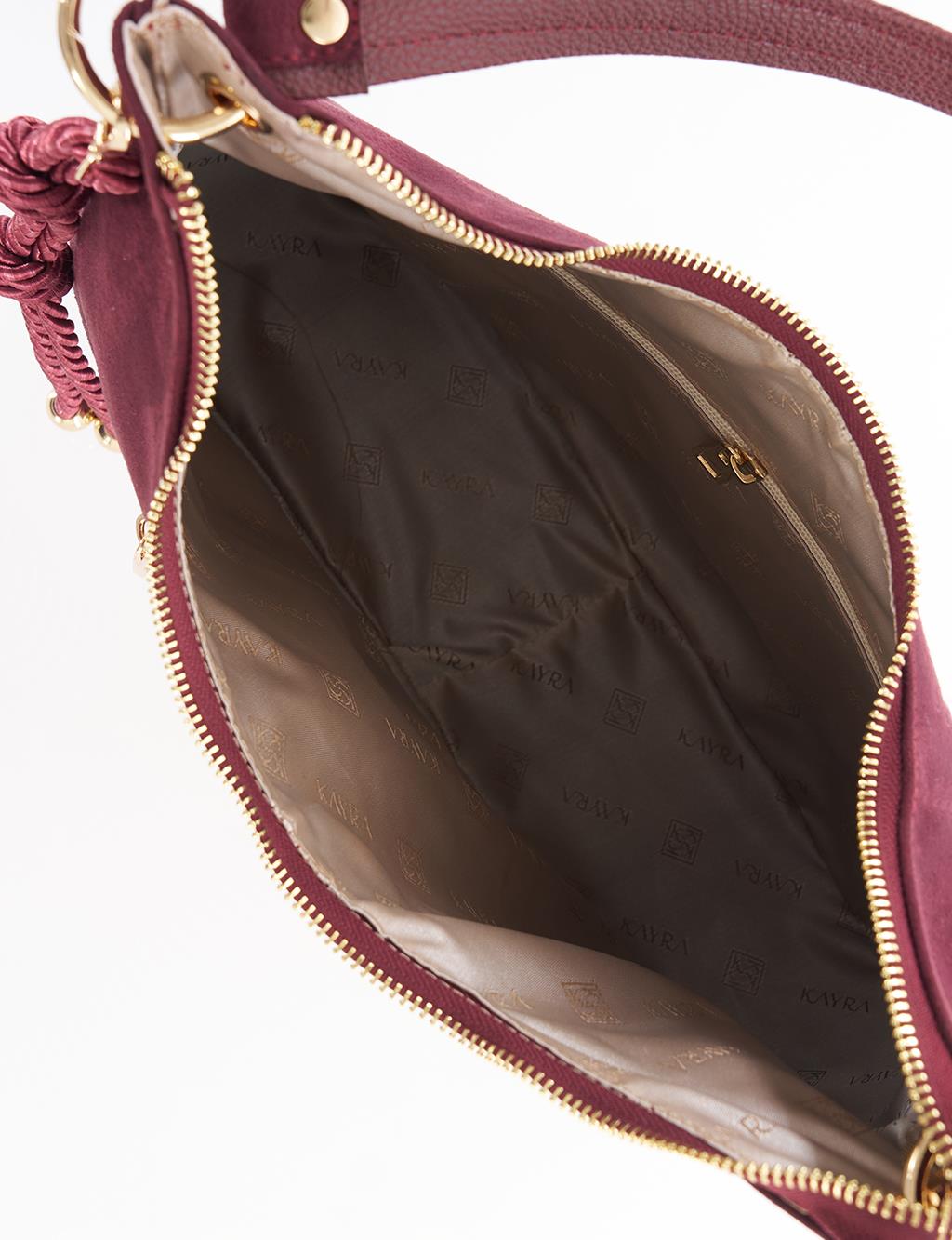 Logo Suede Bag Burgundy