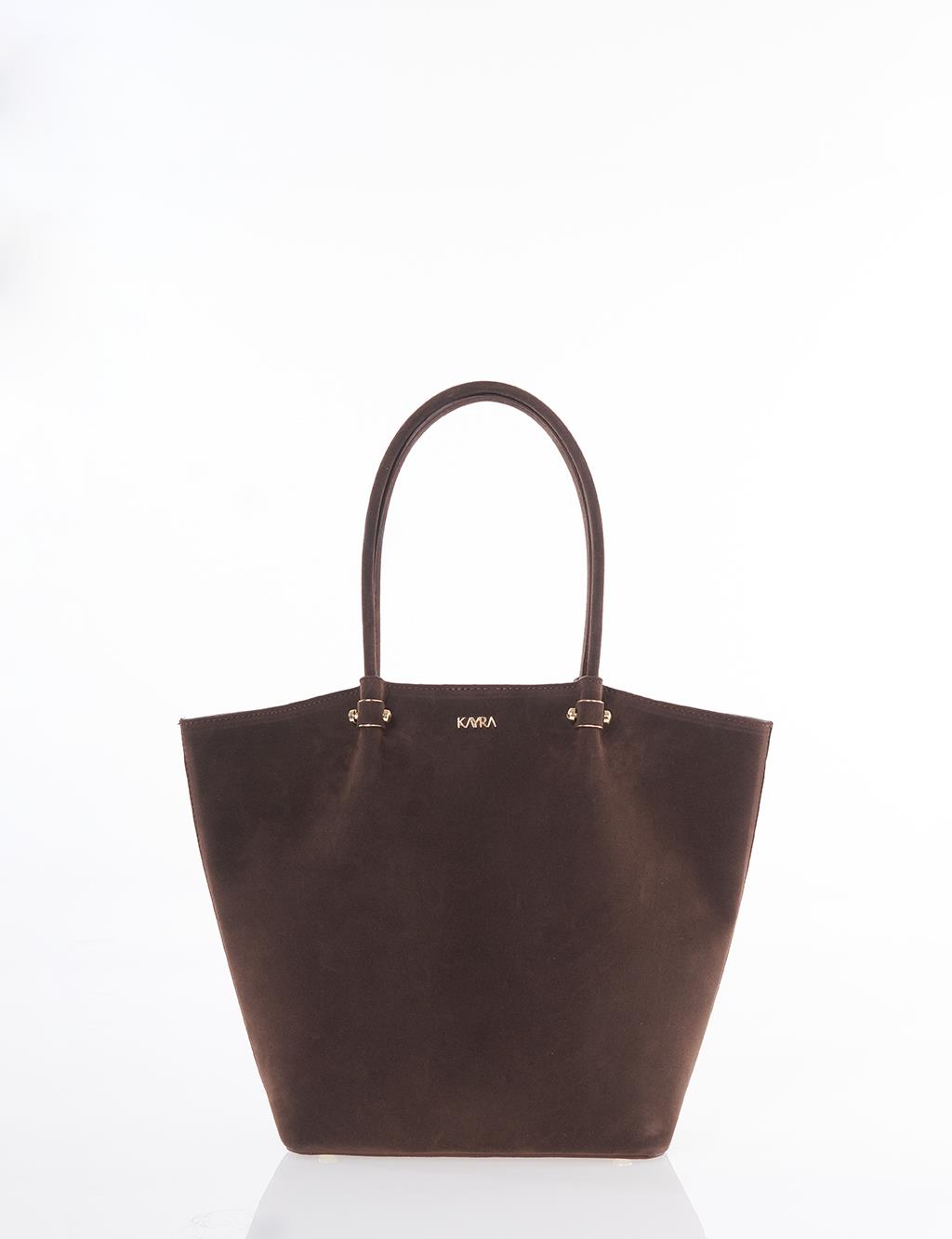 Suede Shoulder Bag Dark Brown