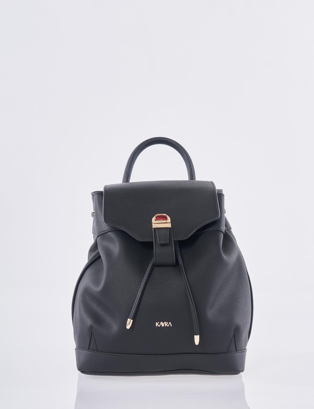 Faux Leather Backpack Black