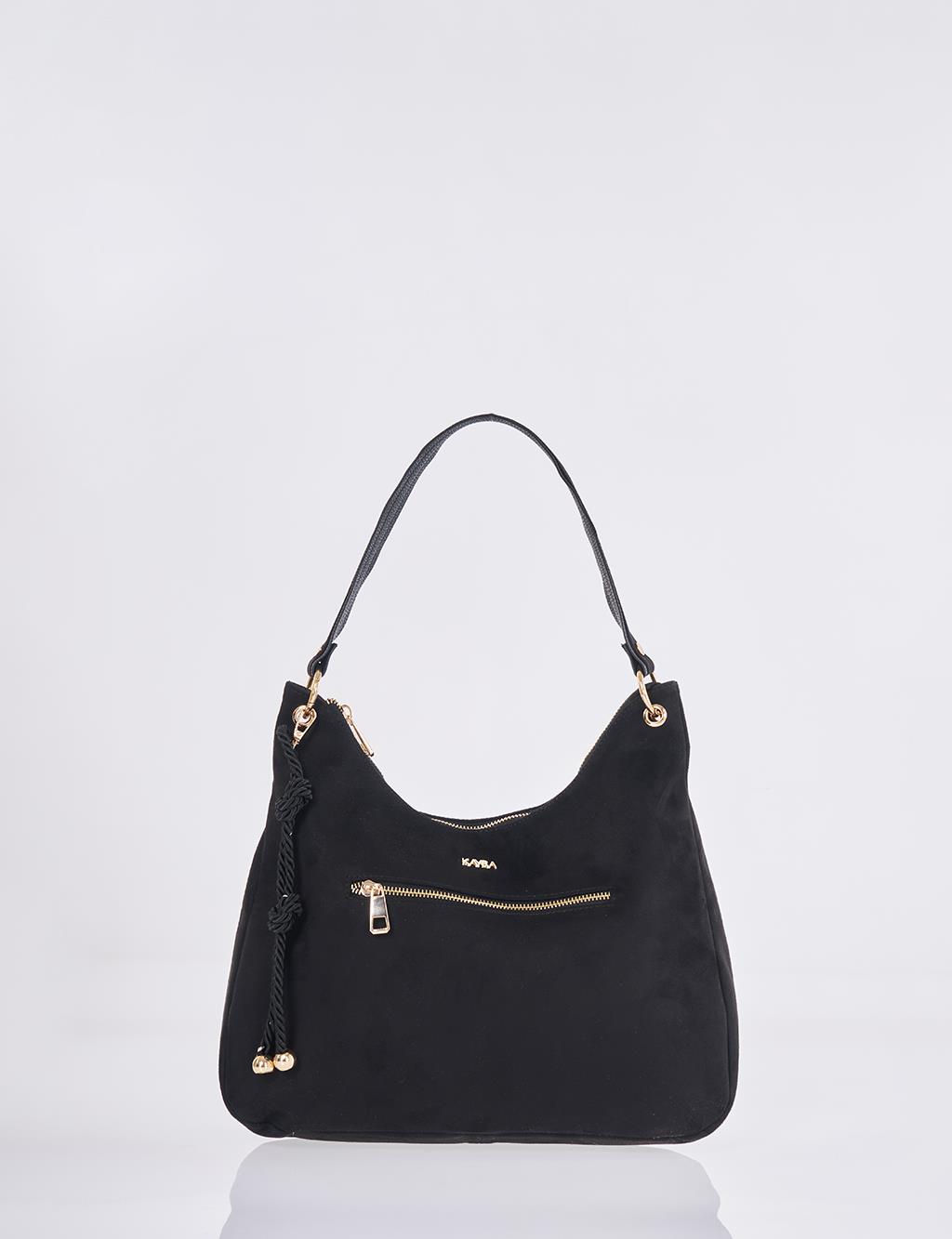 Logo Suede Bag Black