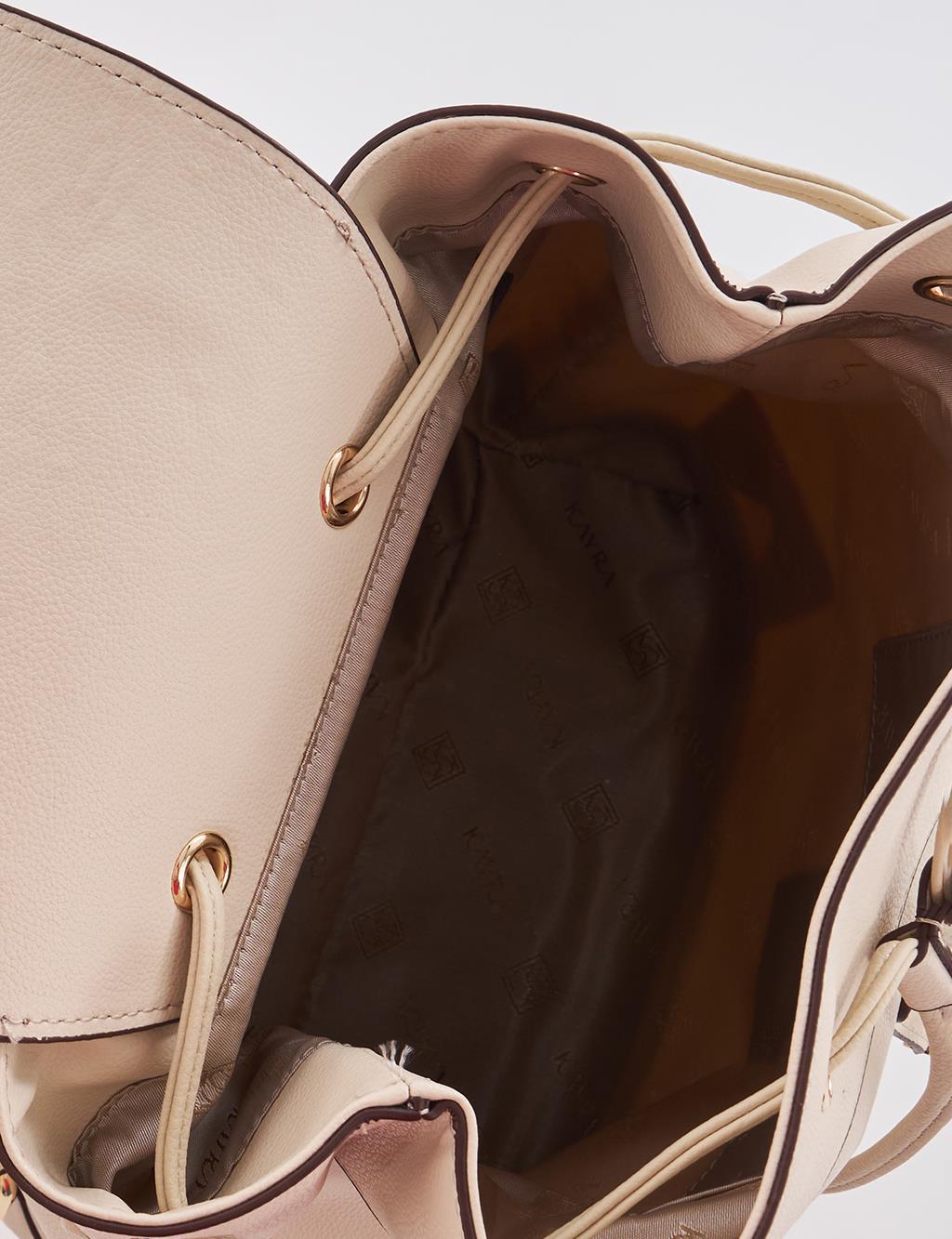 Faux Leather Backpack Cream