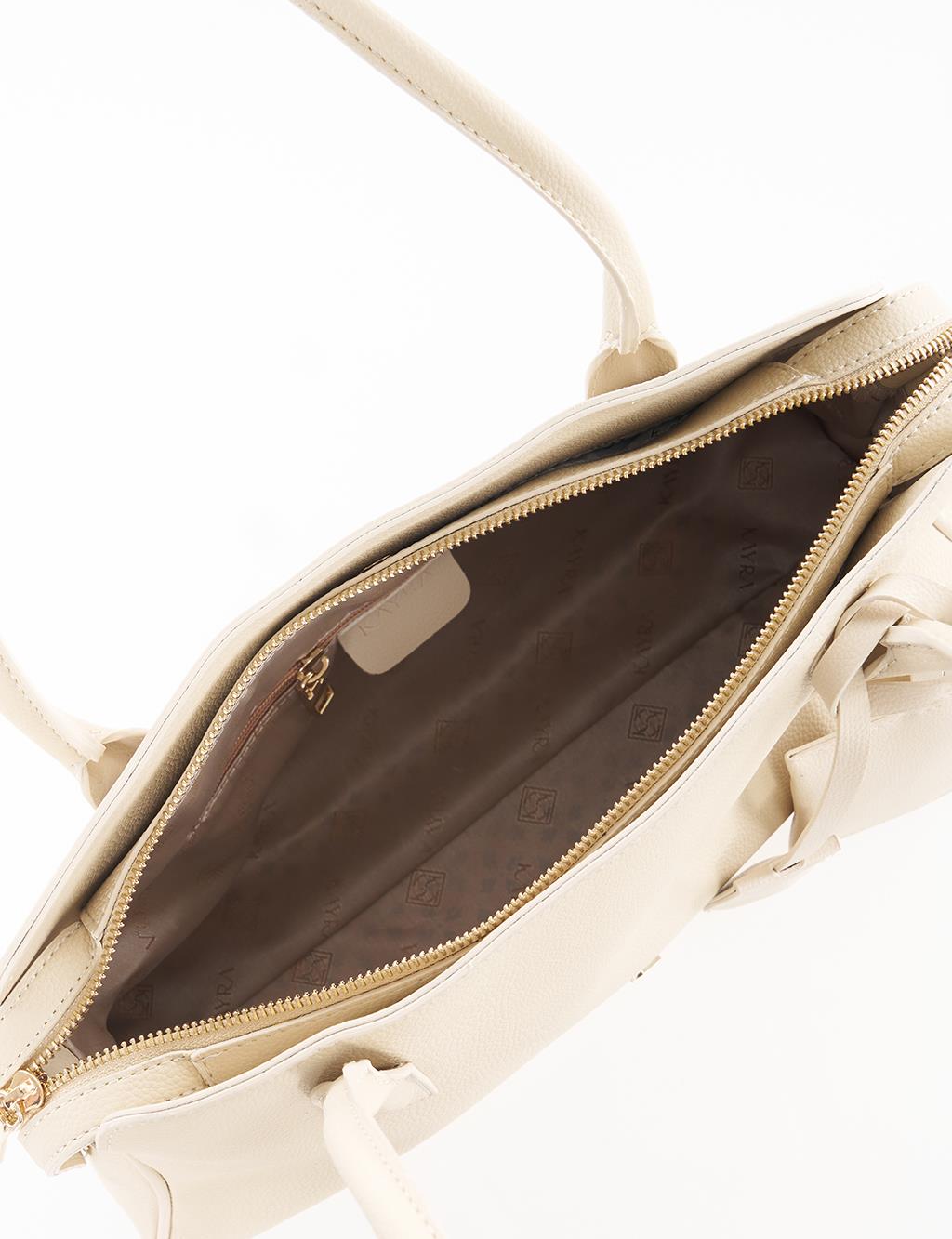 Faux Leather Shoulder Bag Cream