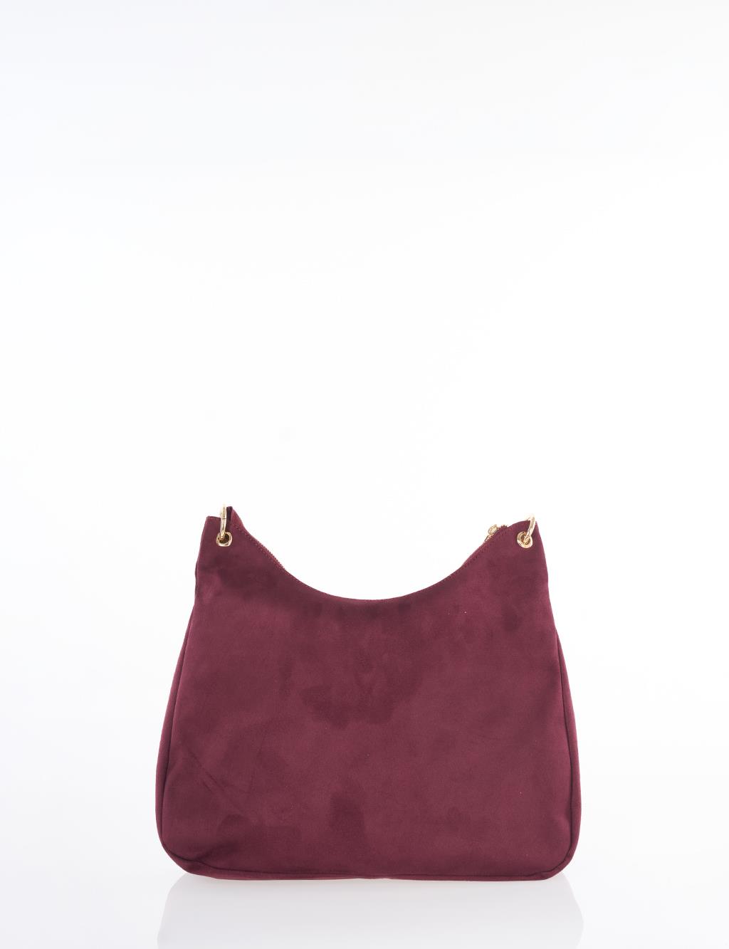 Logo Suede Bag Burgundy
