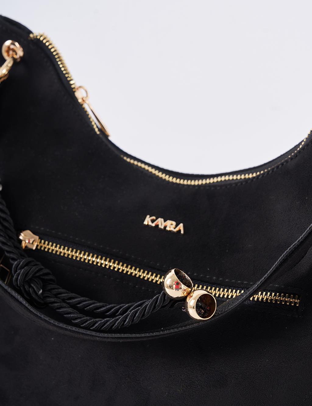 Logo Suede Bag Black