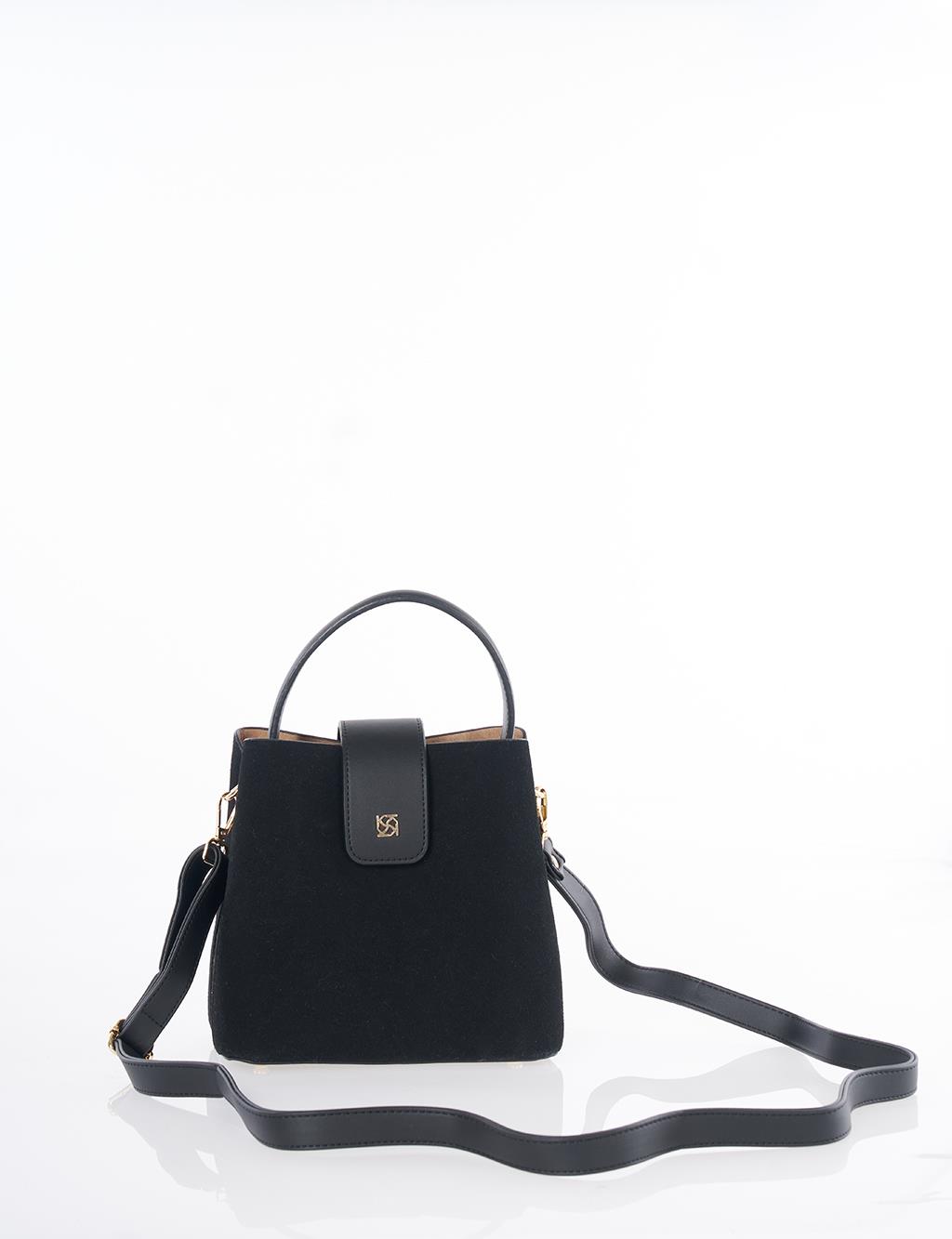 Nubuck Bag with Cover in Black