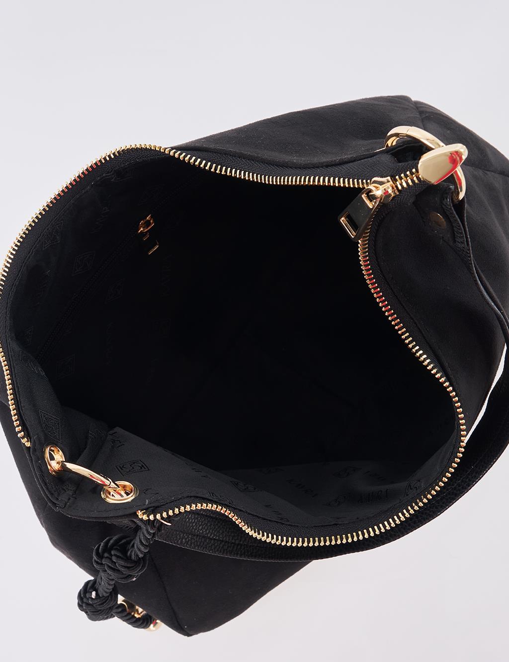 Logo Suede Bag Black