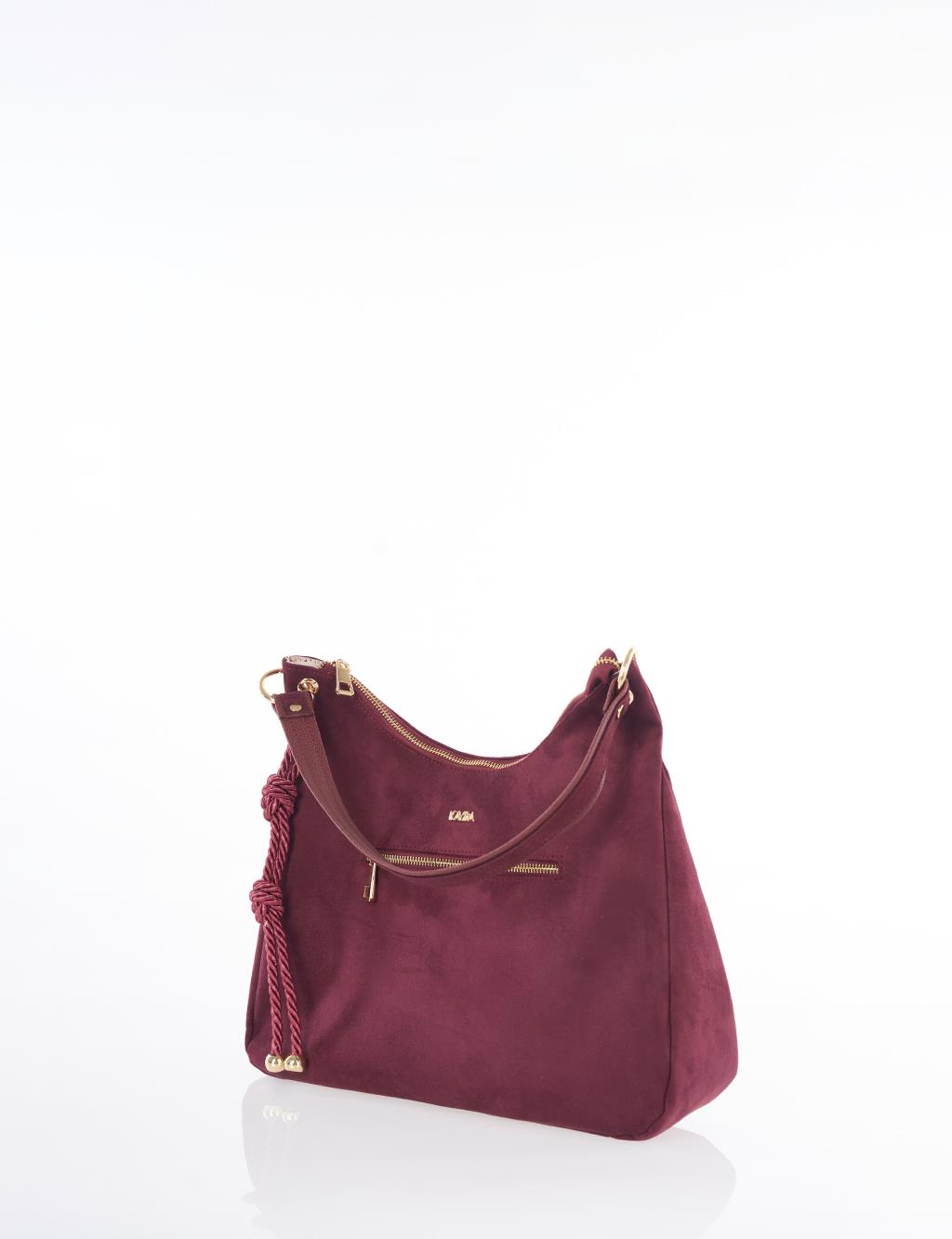 Logo Suede Bag Burgundy