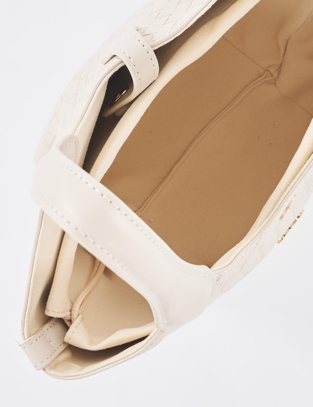 Faux Leather Handbag - Stone