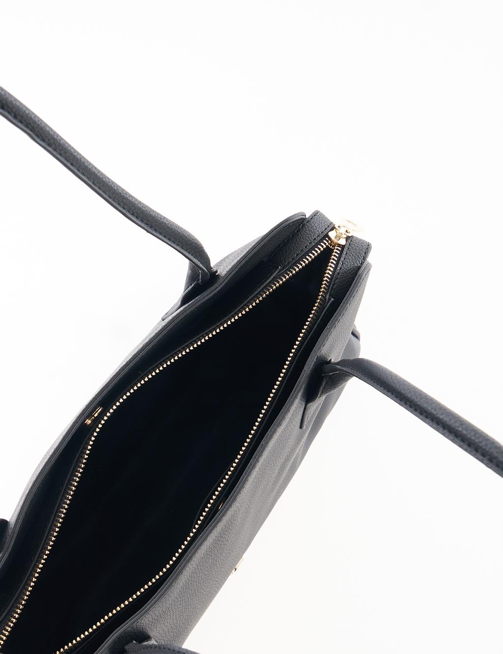 Faux Leather Shoulder Bag Black