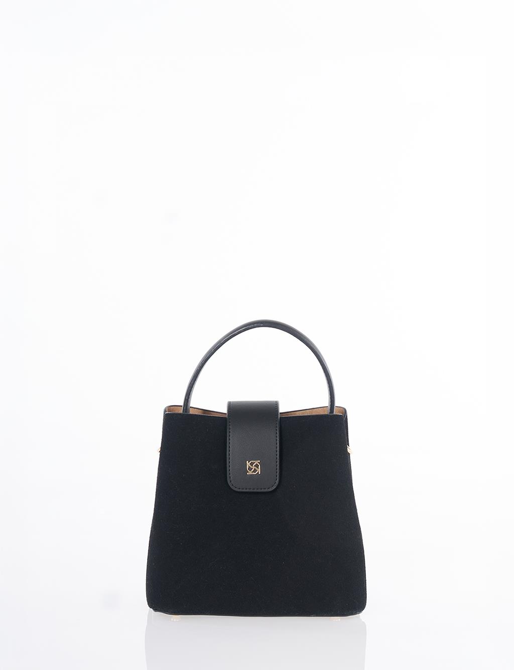Nubuck Bag with Cover in Black