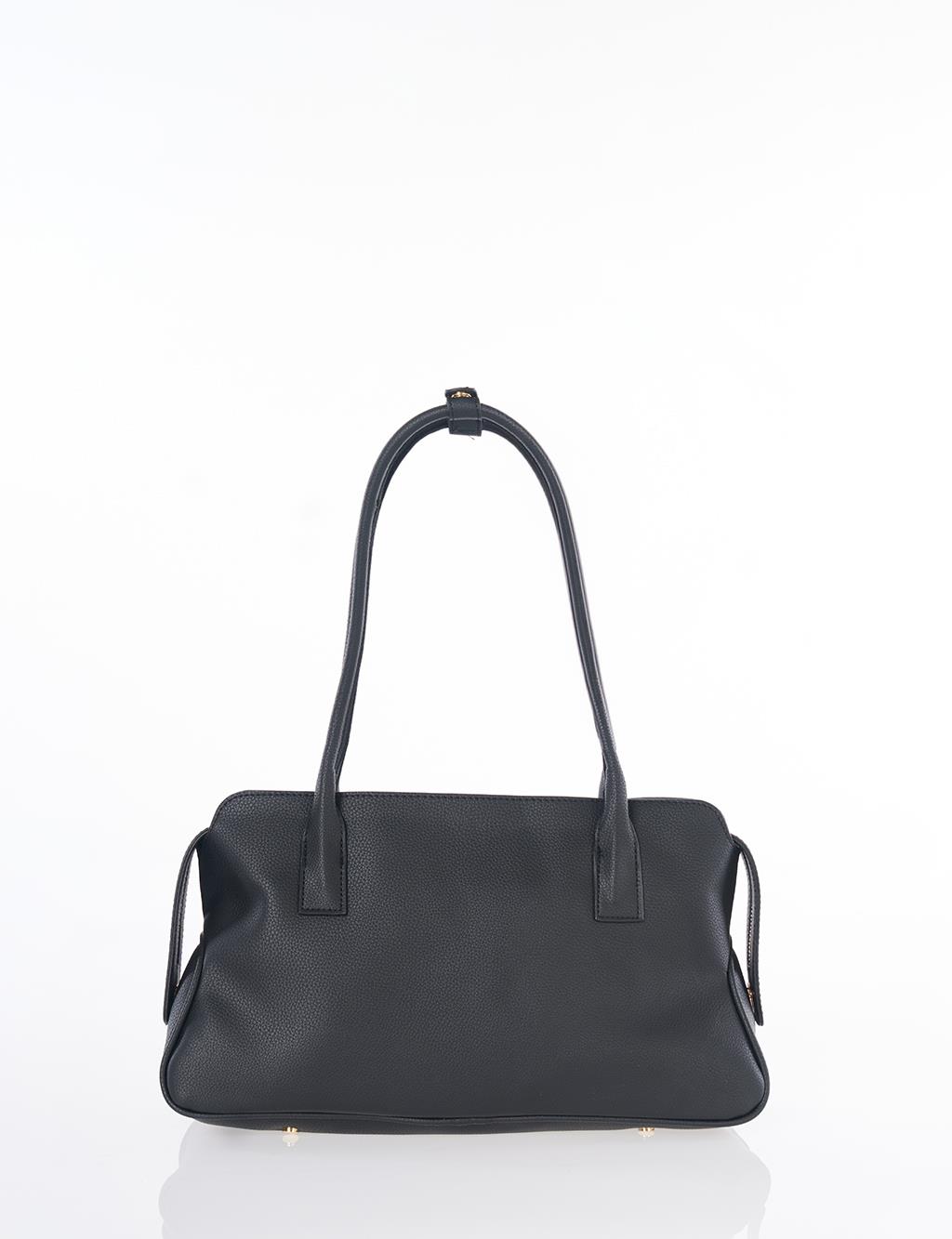 Faux Leather Shoulder Bag Black