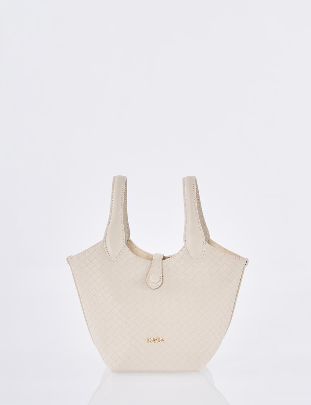 Faux Leather Handbag - Stone