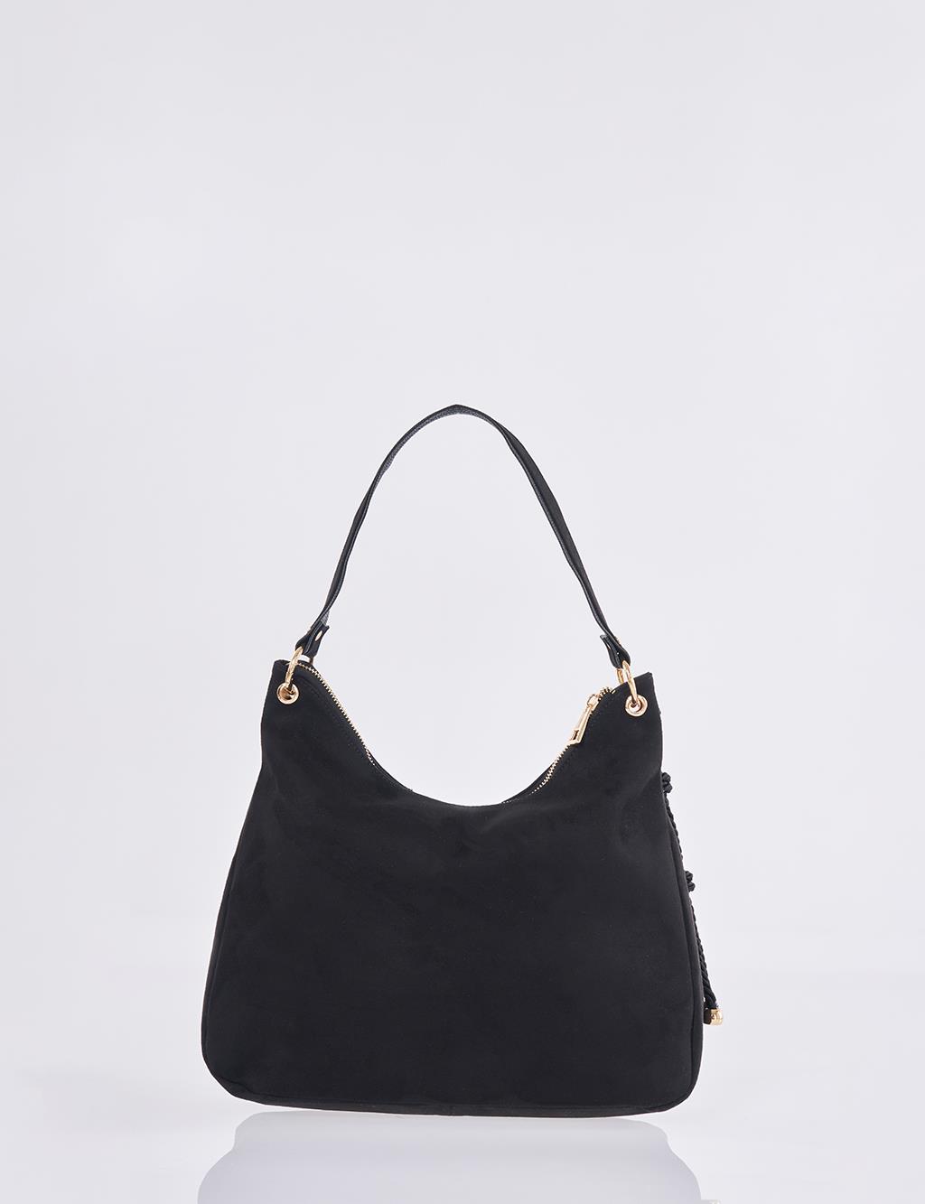 Logo Suede Bag Black