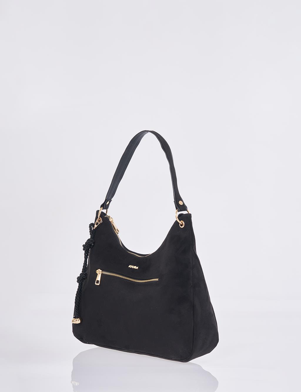 Logo Suede Bag Black