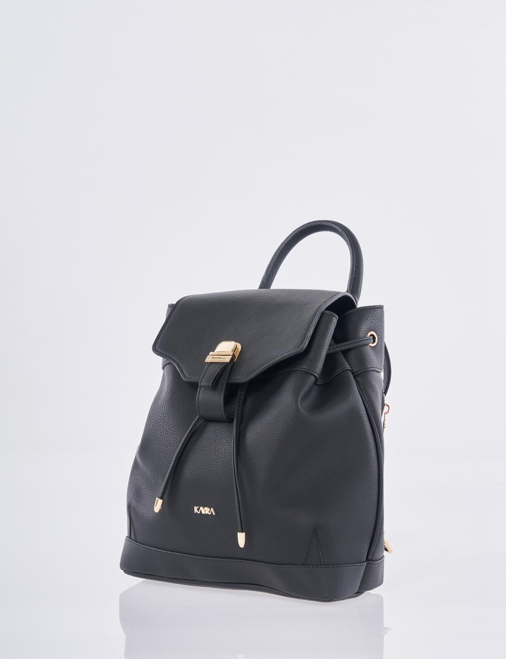 Faux Leather Backpack Black