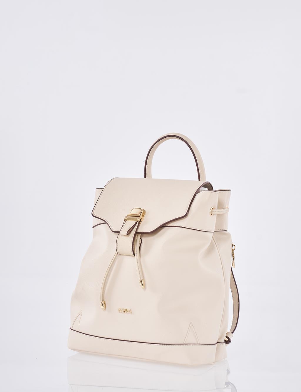 Faux Leather Backpack Cream