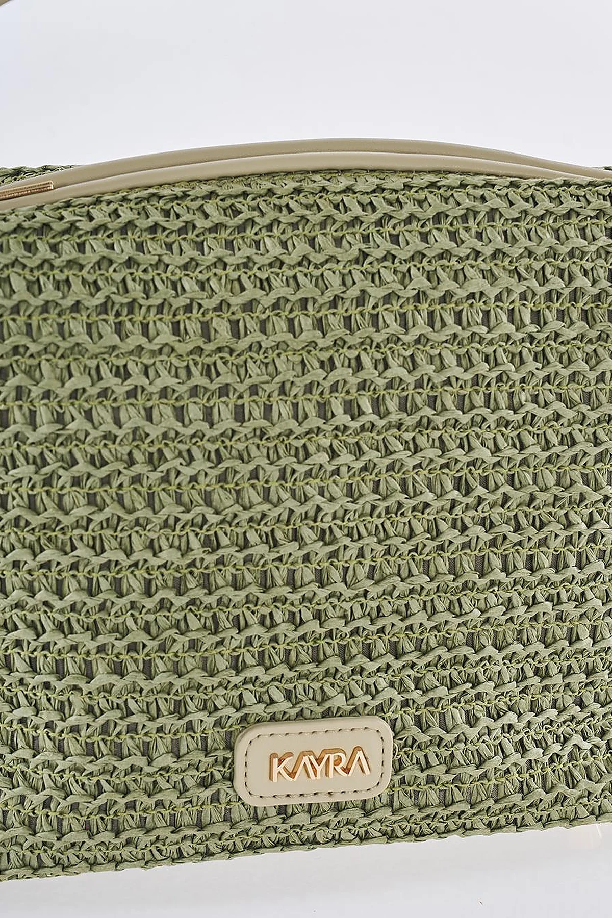 Straw Bag with Leather Trim - Mint
