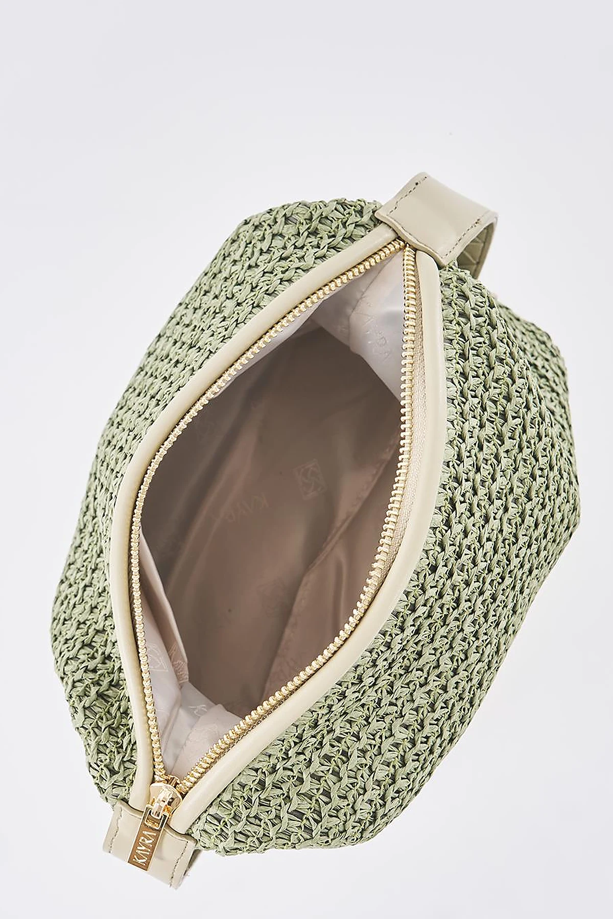 Straw Bag with Leather Trim - Mint