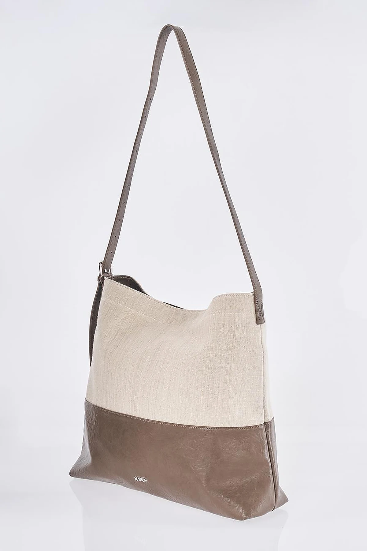 Leather-Trimmed Shopper Bag - Dark Brown