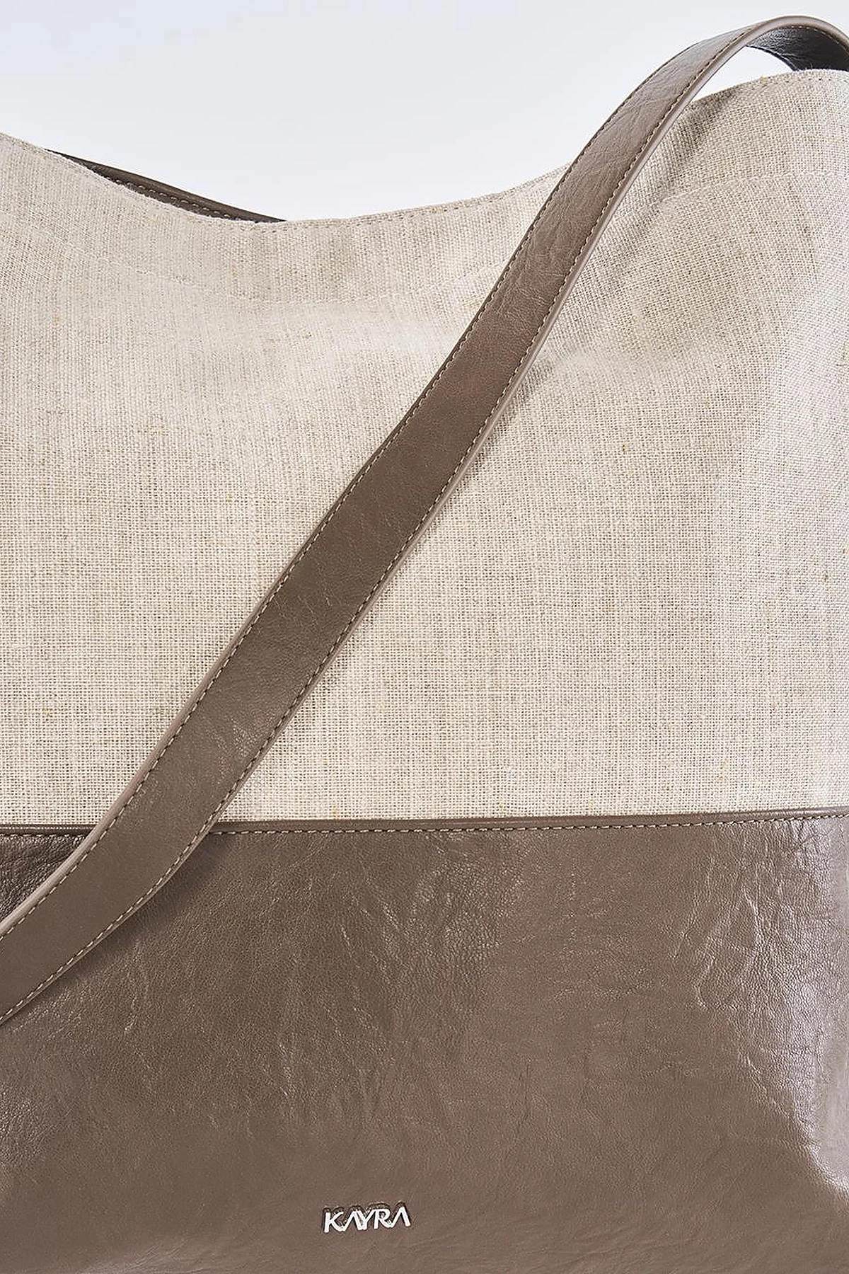 Leather-Trimmed Shopper Bag - Dark Brown