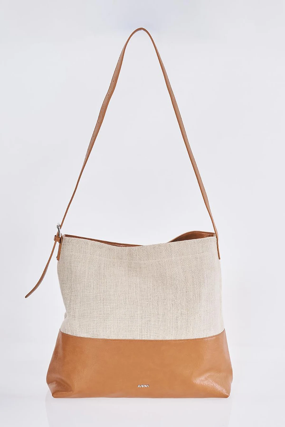 Leather-Trimmed Shopper Bag - Brown