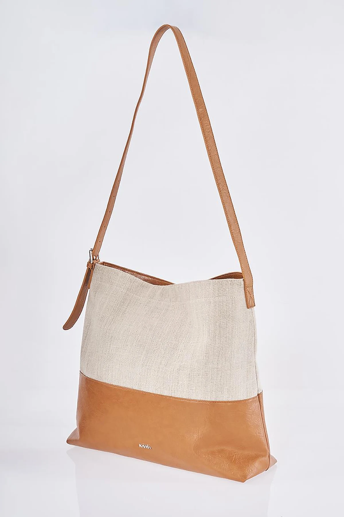 Leather-Trimmed Shopper Bag - Brown
