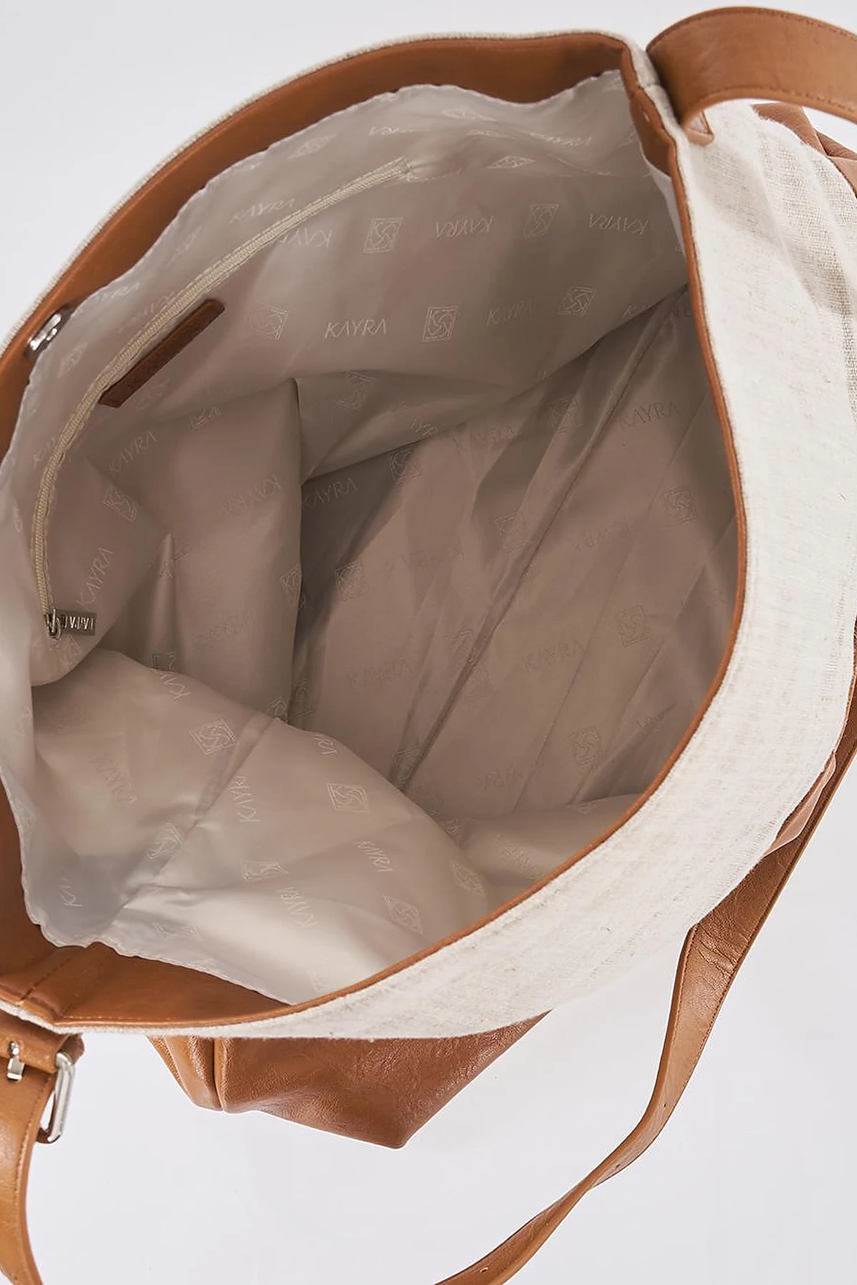 Leather-Trimmed Shopper Bag - Brown
