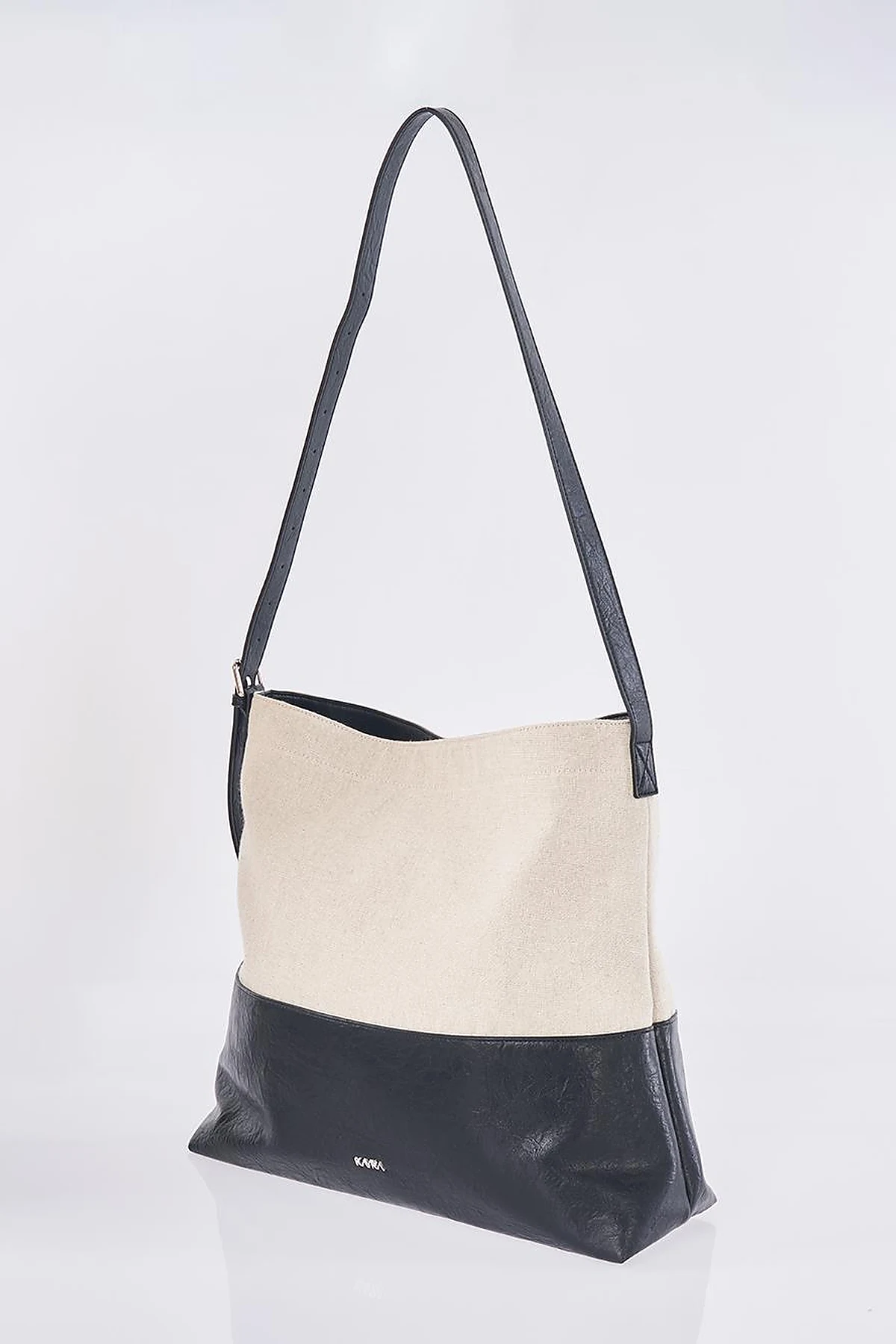 Leather-Trimmed Shopper Bag - Black