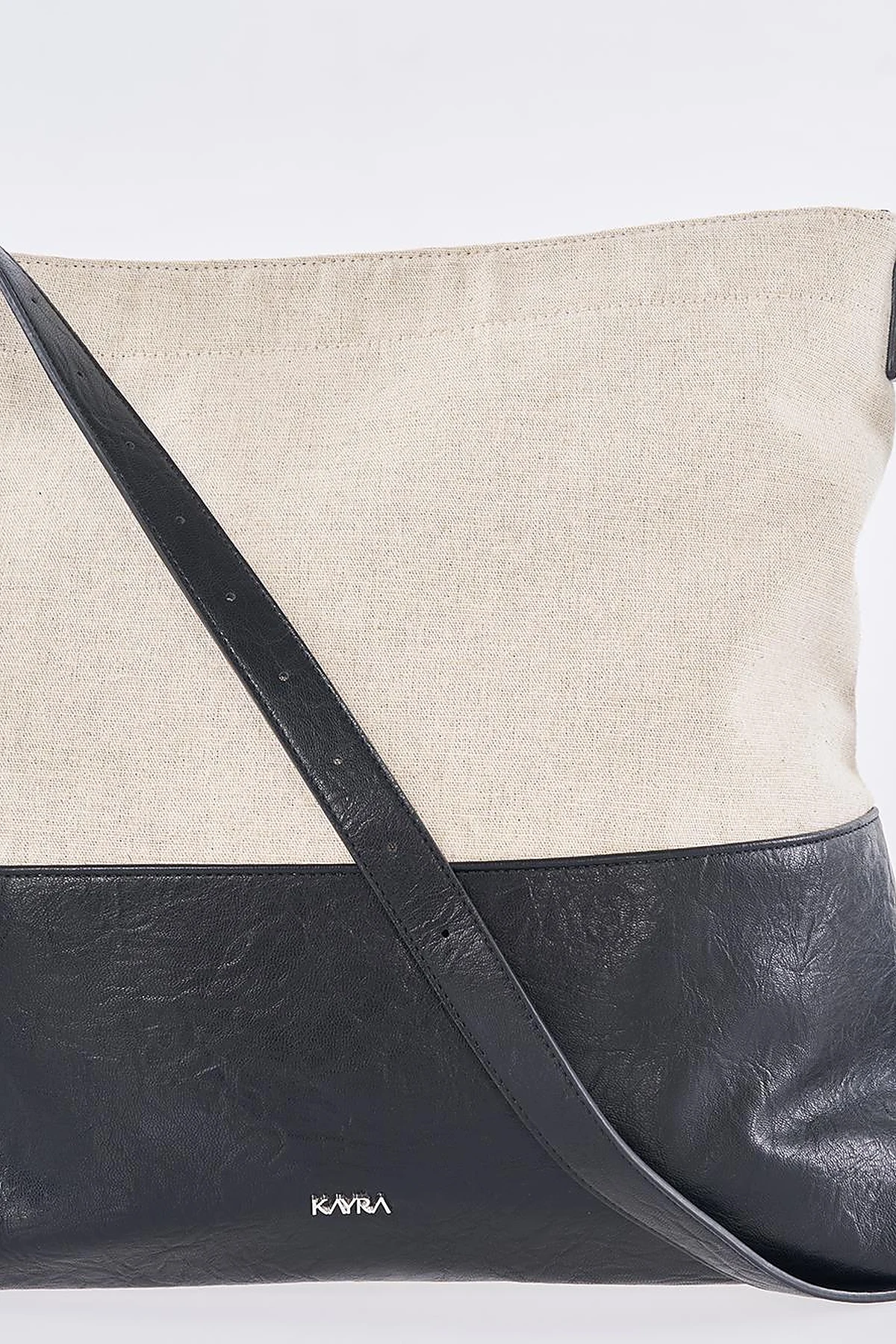 Leather-Trimmed Shopper Bag - Black
